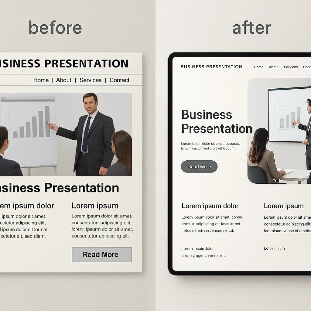 Side by side comparison of outdated and modern daycare website designs