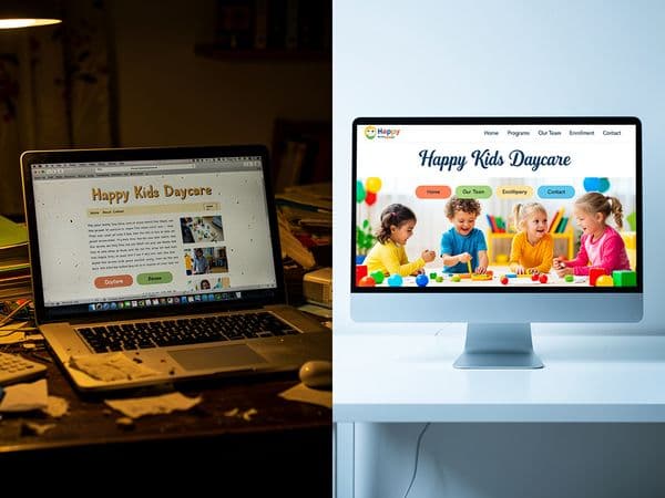 Free vs Professional Daycare Website Design comparison