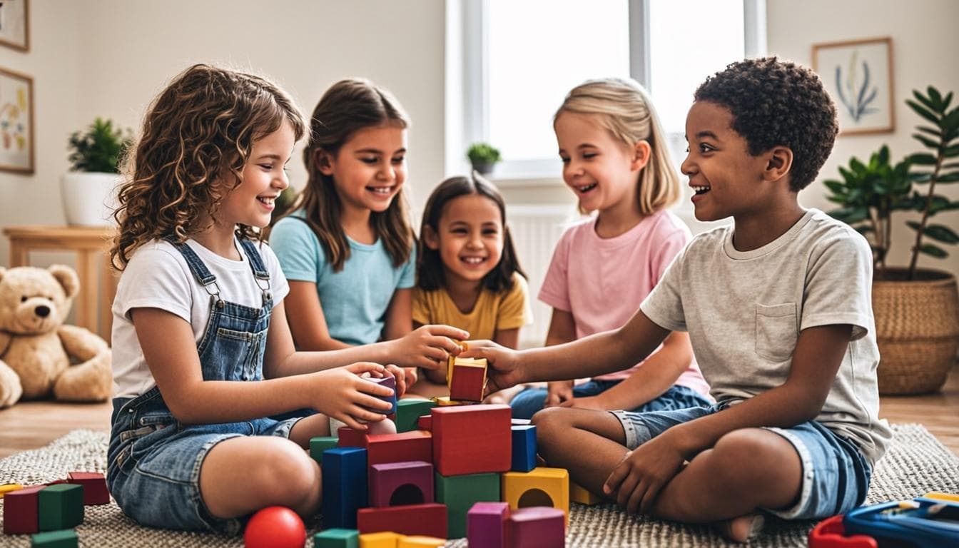 Children playing happily in daycare