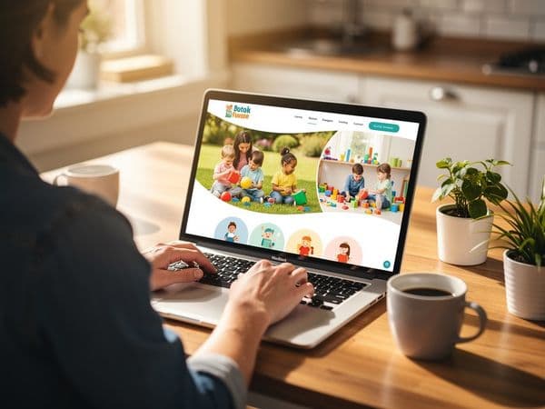 Split-screen comparison of outdated vs modern daycare website on mobile