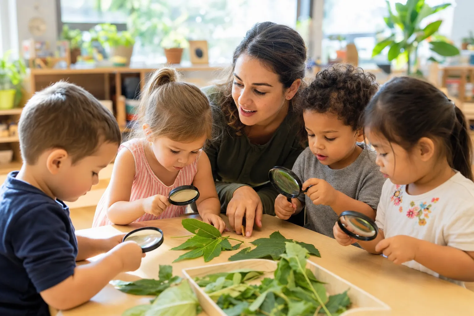 Preschool children engaged in a hands-on art and learning activity