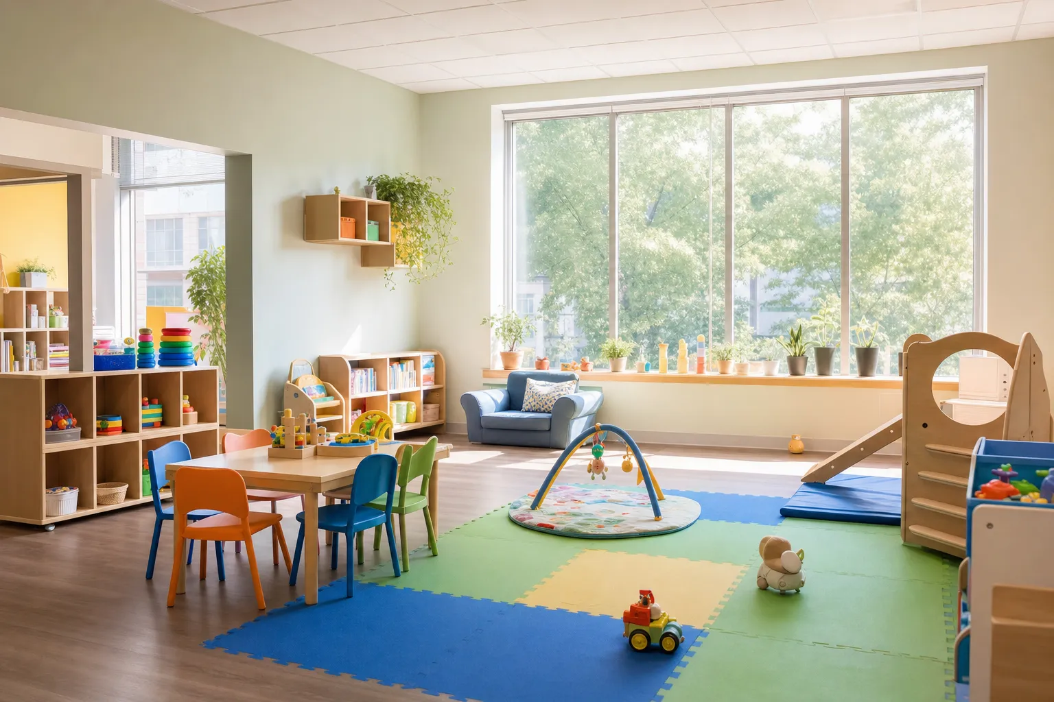 Bright and clean play area at Happy Kids Childcare