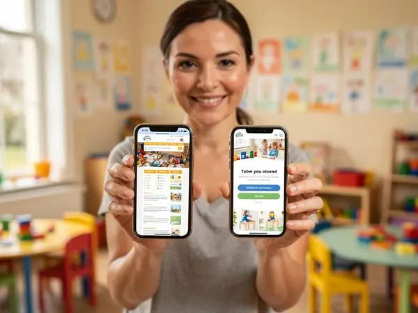 Owner comparing website on two phones