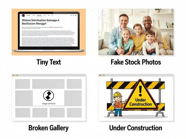 Grid of website mistakes